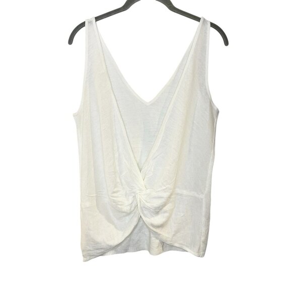 lululemon Women Mix and Mingle Tank Linen Blend Knit Twist Back V-Neck White 4 - Picture 1 of 6